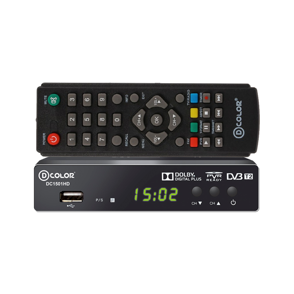 Приемник (ресивер) цифровой эфирный (приставка) DVB-T2 D-COLOR DC1501HD