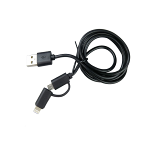 Шнур USB-microUSB+Type-C 1 м, черный, WS011 (два в одном)